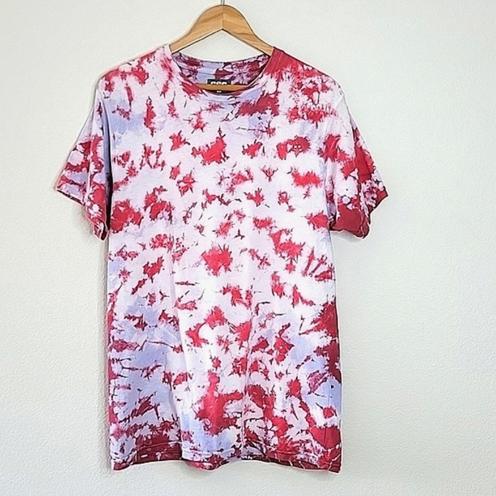 CSG Men's Red White Blue Tie Dye Short Sleeve Crew Neck T-shirt sz M 4th of July